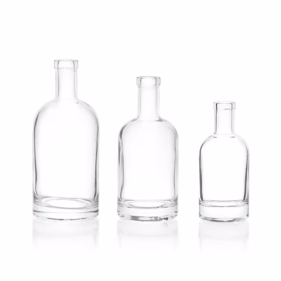 Maßgeschneiderte runde, quadratische, flache, hohe Feuersteinkristall-Trinkflasche aus Glas, 50 cl, 70 cl, 75 cl, 1 l, 1,75 l, für Alkohol, Spirituosen, Getränke, Schnaps